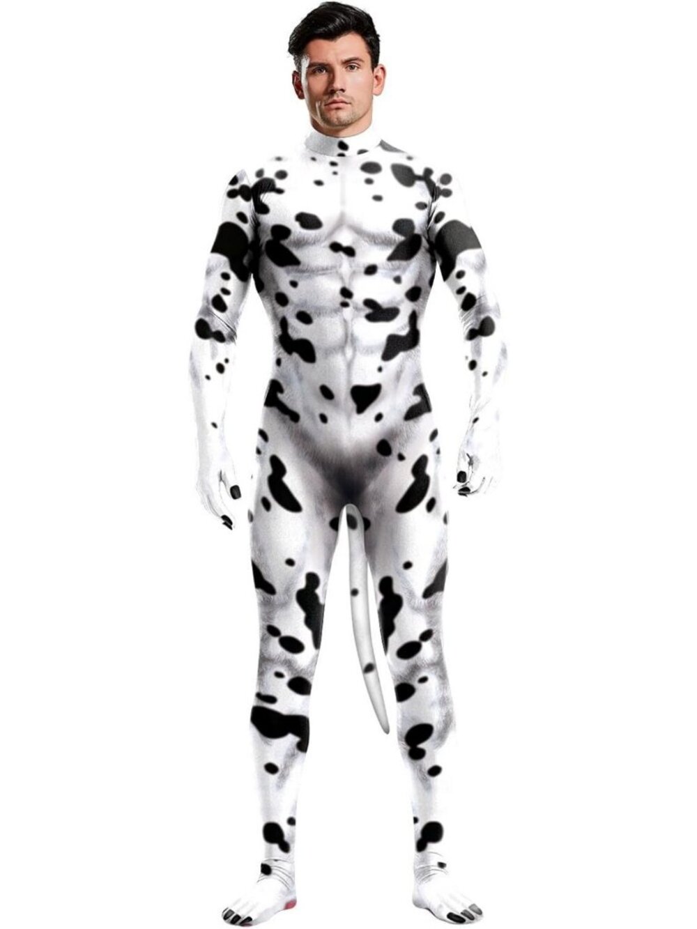 Men's Furry Animal Bodysuit Costume with Big Tail | Spandex Jumpsuit for Cosplay